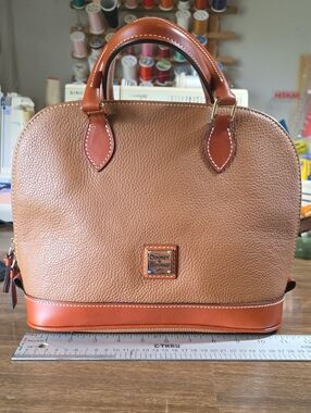 Dooney & Bourke Two-Tone Brown Leather Dome Satchel